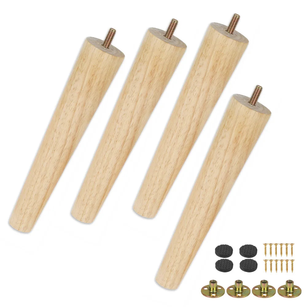 Kit de patas de madera maciza para muebles, cono inclinado, reemplazo para sofá cama, armario, mesa y silla, 8 cm, 15 cm y 20 cm de altura. 
