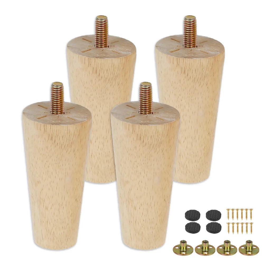 Kit de patas de madera maciza para muebles, cono inclinado, reemplazo para sofá cama, armario, mesa y silla, 8 cm, 15 cm y 20 cm de altura. 