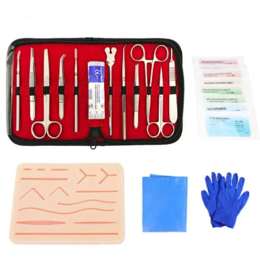 Kit de prática de sutura para estudantes médicos, treinamento cirúrgico com almofada de pele, conjunto de ferramentas, equipamento de ensino educacional