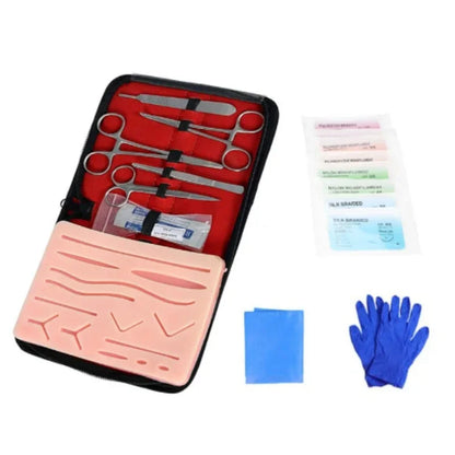 Kit de prática de sutura para estudantes médicos, treinamento cirúrgico com almofada de pele, conjunto de ferramentas, equipamento de ensino educacional