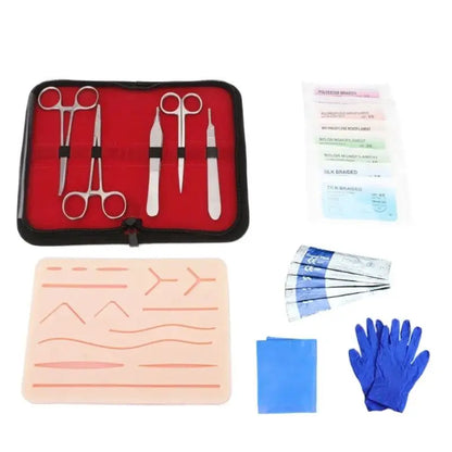 Kit de prática de sutura para estudantes médicos, treinamento cirúrgico com almofada de pele, conjunto de ferramentas, equipamento de ensino educacional