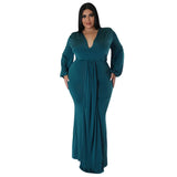 L-4XL Solid Long Sleeve V-Neck Irregular Elegant Plus Size Dresses For Women 2022 Sexy Prom Dresses Fall Clothes Dropshipping 