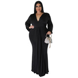 L-4XL Solid Long Sleeve V-Neck Irregular Elegant Plus Size Dresses For Women 2022 Sexy Prom Dresses Fall Clothes Dropshipping 