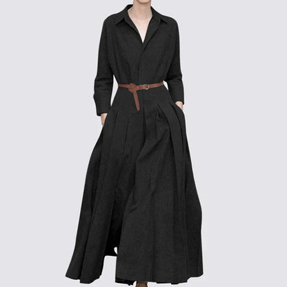 Vestido de lino holgado de talla grande, informal, con solapa, sin cinturón, para primavera y otoño, tallas grandes, 2022, tallas L-5XL 