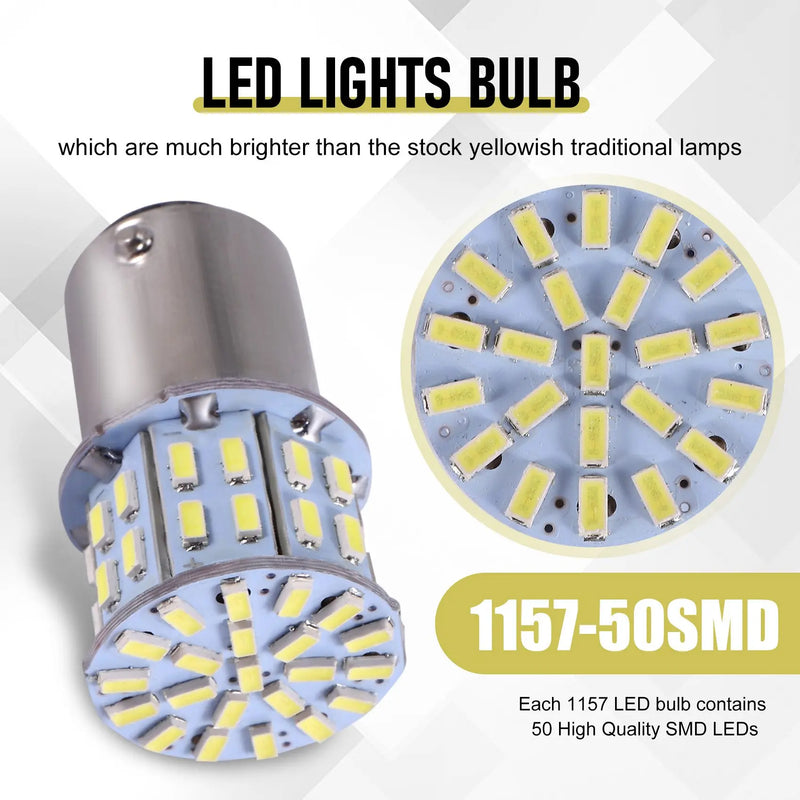 Bombilla LED para luz de freno trasera, BA15D, 12 V, 1157, 50 SMD, 6000 K, blanco, 2 unidades