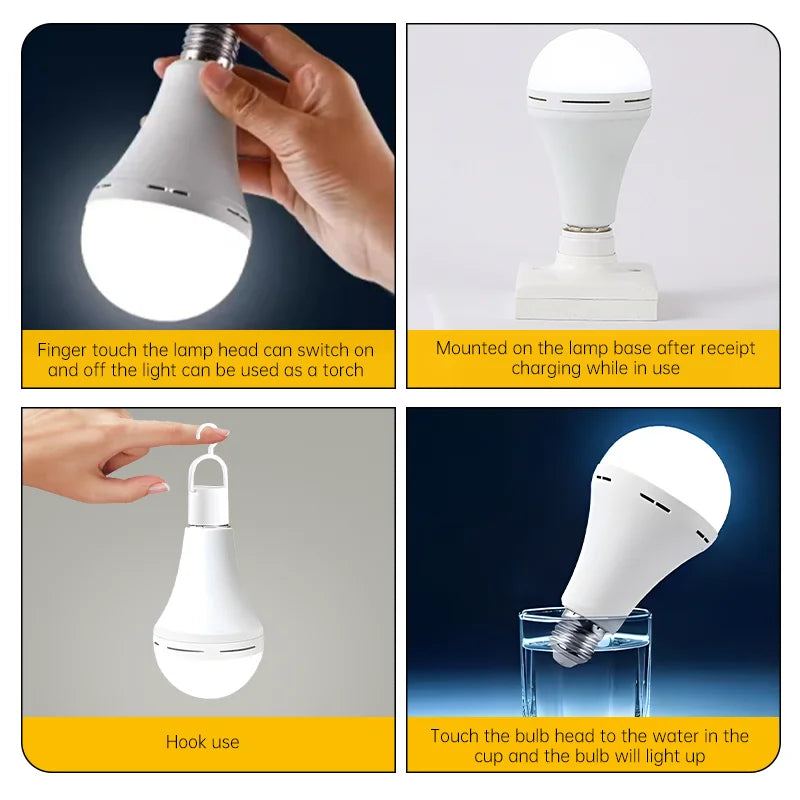 Rechargeable Hanging LED Bulb Outdoor Camping Lamp, Powerful Home Emergency Light, 7W, 9W, 12W, 15W 