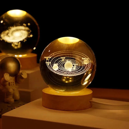 3D Crystal Galaxy Planet Projection Lamp USB Night Light for Cozy Atmosphere Unique Plasma Ball 