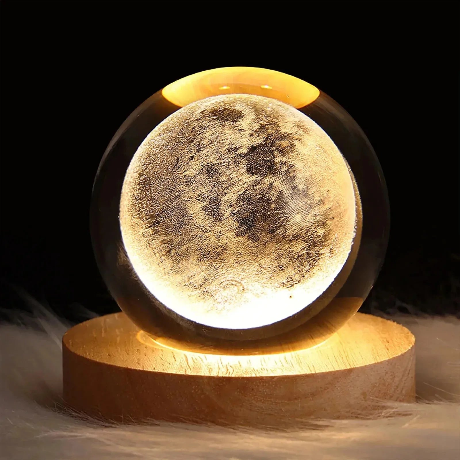 Lâmpada de cristal 3D com galáxia e projeção planetária, luz noturna USB para atmosfera aconchegante, bola de plasma única