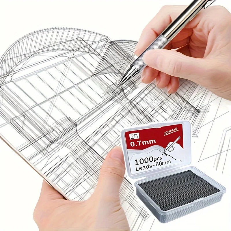 Transparent Mechanical Pencils with Lead, Automatic Pencil, Replaceable Refills, Art Drawing, 2 Tubes, 2B, 0.5, 0.7, 0.9mm, 60mm 