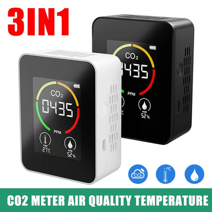 Detector de dióxido de carbono con pantalla LCD, medidor de CO2 3 en 1, calibración automática, 400-5000 ppm, monitor de calidad del aire. 