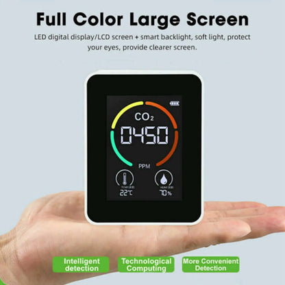 Detector de dióxido de carbono con pantalla LCD, medidor de CO2 3 en 1, calibración automática, 400-5000 ppm, monitor de calidad del aire. 