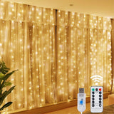 LED Fairy String Curtain Lights para Home Decor, Lâmpadas, Festão, controle remoto, USB, Natal, feriado, Ano Novo, 8 modos