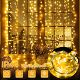 LED Fairy String Curtain Lights para Home Decor, Lâmpadas, Festão, controle remoto, USB, Natal, feriado, Ano Novo, 8 modos