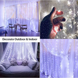 LED Fairy String Curtain Lights para Home Decor, Lâmpadas, Festão, controle remoto, USB, Natal, feriado, Ano Novo, 8 modos