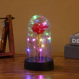Flor de aluminio con luz LED en cubierta de vidrio, rosa eterna, regalo de San Valentín para novia, Día de la Madre, recuerdos de boda, regalo para dama de honor. 