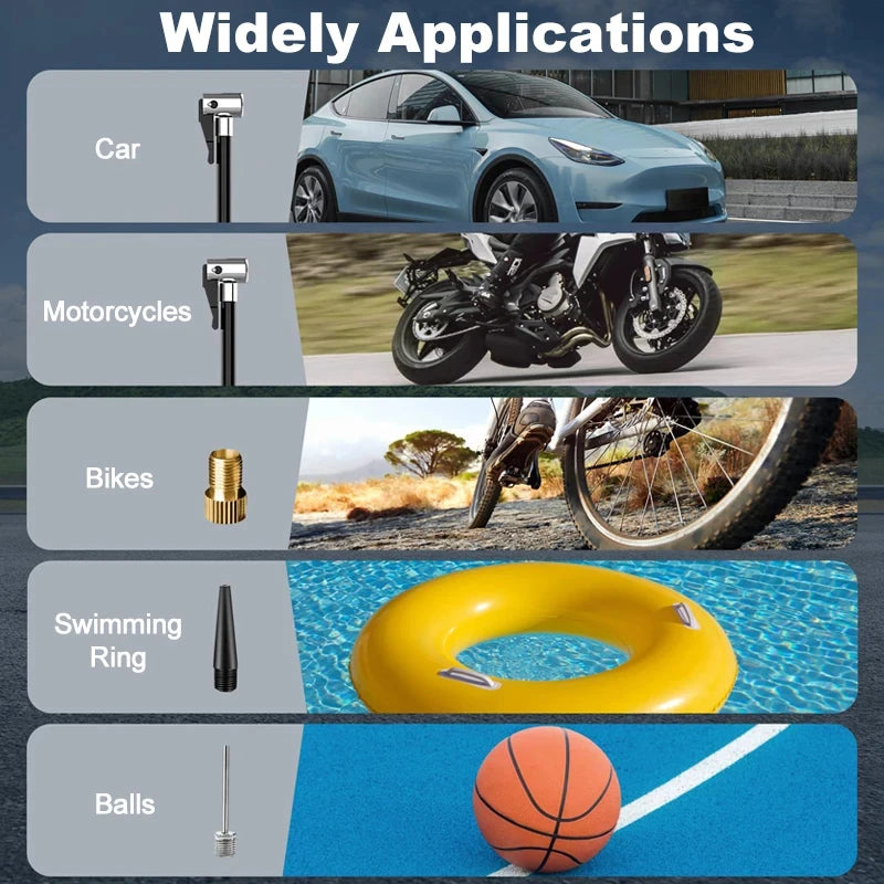 LEIBOO-Compressor De Ar Portátil Para Pneus De Carro, Inflador Rápido, Pressão Precisa, Bomba De Ar Para Motocicleta, Bicicleta, Bola