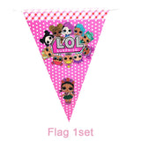 LO&amp;Ling-Cartoon Theme Party Decoration, Disposable Tableware, Hanging Banner, Whistle Mask, Baby Shower, Photo Prop, Girl Birthday 