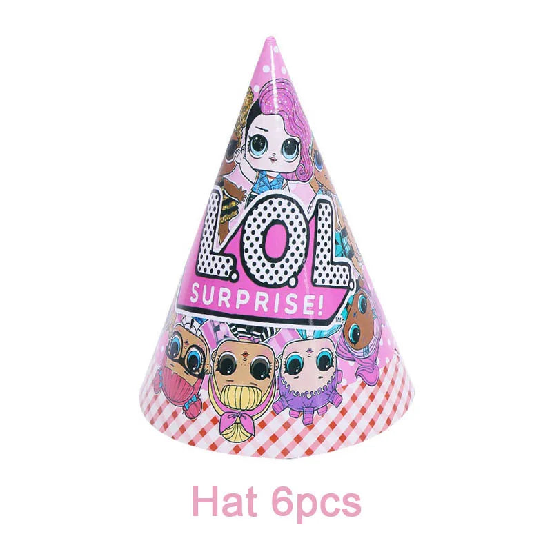 LO&amp;Ling-Cartoon Theme Party Decoration, Disposable Tableware, Hanging Banner, Whistle Mask, Baby Shower, Photo Prop, Girl Birthday 