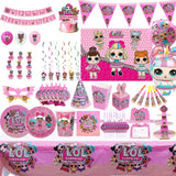 LO&amp;Ling-Cartoon Theme Party Decoration, Disposable Tableware, Hanging Banner, Whistle Mask, Baby Shower, Photo Prop, Girl Birthday 