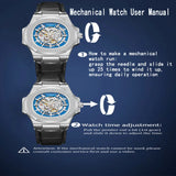 Reloj automático LONGLUX estilo deportivo, venta al por mayor, relojes de pulsera mecánicos de moda, reloj hueco de cuero para hombre, regalo 