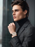 Reloj automático LONGLUX estilo deportivo, venta al por mayor, relojes de pulsera mecánicos de moda, reloj hueco de cuero para hombre, regalo 