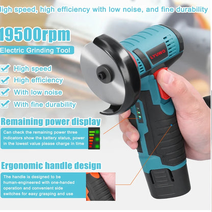 LYUWO-Micro Angle Grinder, moedor de enchimento para corte de diamante, ferramenta elétrica sem fio, 12V