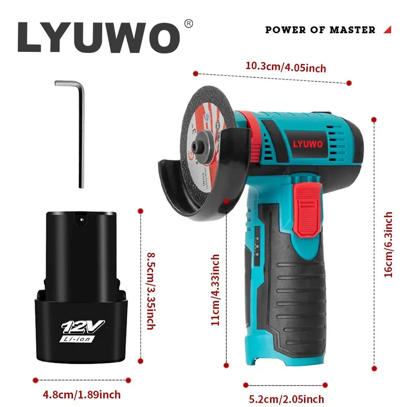 Amoladora angular LYUWO Micro, amoladora de diamante para corte y relleno, herramienta eléctrica inalámbrica, 12 V 