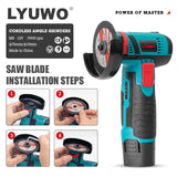 Amoladora angular LYUWO Micro, amoladora de diamante para corte y relleno, herramienta eléctrica inalámbrica, 12 V 