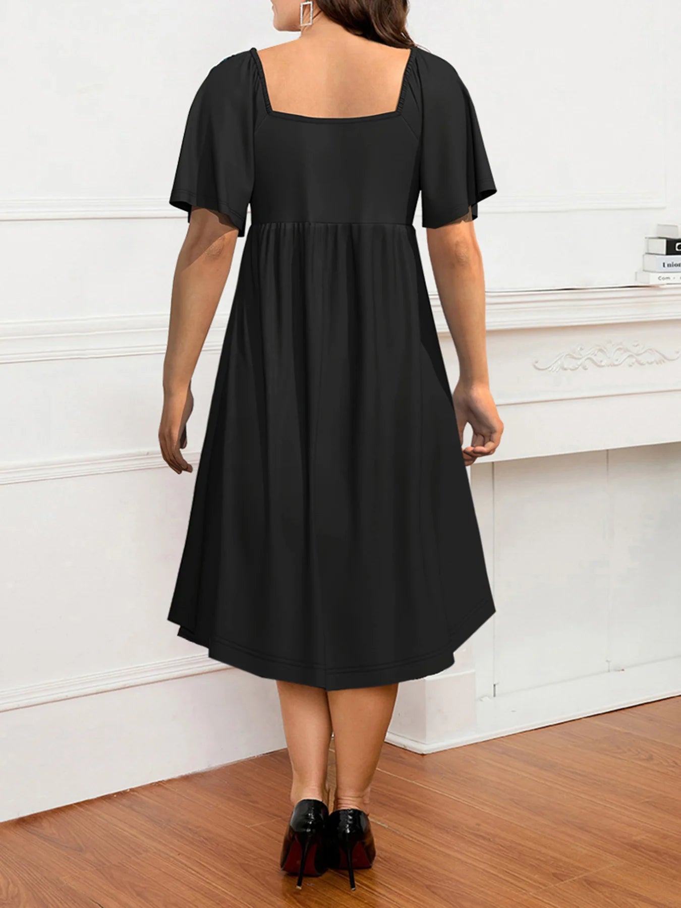 Vestido largo fruncido de manga corta con lazo delantero para mujer, ropa informal de verano, talla grande, 2024 