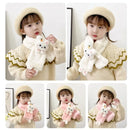 Thick Plush Scarf for Boys Girls Kids Scarf Bib Cute Cartoon Rabbit Faux Fur Neck Protection Warm Shawl Cross Winter 