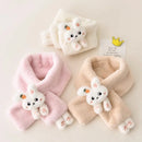 Thick Plush Scarf for Boys Girls Kids Scarf Bib Cute Cartoon Rabbit Faux Fur Neck Protection Warm Shawl Cross Winter 