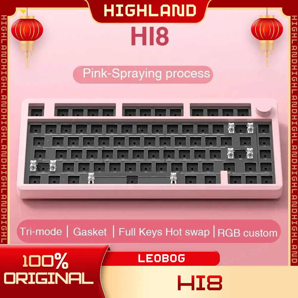 LeoBog-Hi8 Kit Teclado Mecânico, Bluetooth Sem Fio, Teclado Hot Swap Gaming, Kits De Alumínio, 80 Chaves, Modo 3, 2.4G, Gif