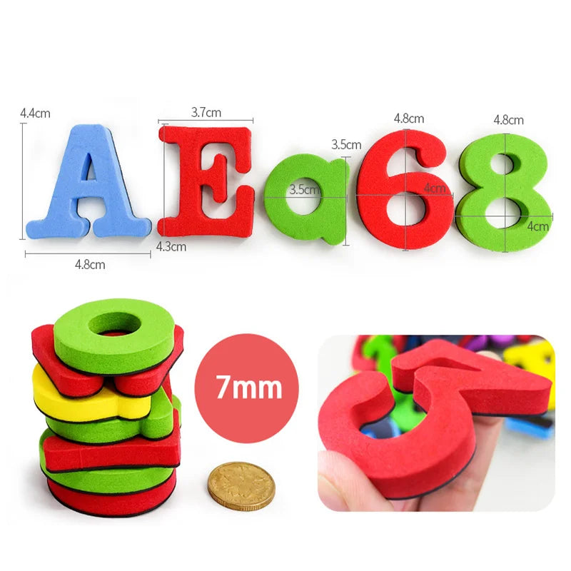 Magnetic Letters Numbers Alphabet ABC 123 Fridge Magnets Plastic Educational Preschool Learning Toy Set Uppercase Lowercase Math 