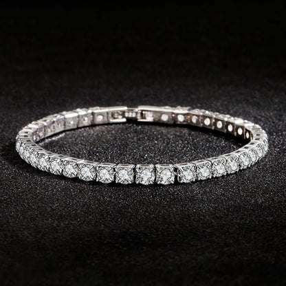 Pulsera de plata esterlina Lihong S925 para mujer, con circonitas, diseño de pelota de tenis, abalorio de compromiso, joyería de boda de moda, 4 mm, 16-20 cm 