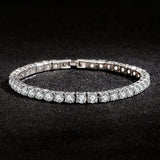Lihong S925 Sterling Silver Bracelet For Women Zircon Tennis Ball Simple Engagement Charm Fashion Wedding Jewelry 4mm 16-20cm 