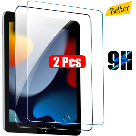 Clear Tempered Glass Screen Protector for iPad, iPad 9, 8, 7, 6, 5, 9th Gen, 8th, 7th, 6th, Pro 11, 10.5, 9.7, Air 5, 4, mini 6, 2 Pcs 