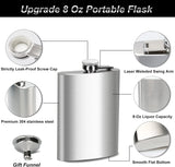 LMETJMA 1 4 5 6 7 8 9 10 oz Stainless Steel Hip Flask with Pocket Funnel Hip Flask Alcohol Whiskey Screw Cap KC0139 