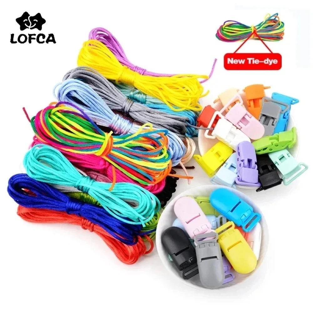 LOFCA-Colorful Nylon Cord for Baby Teething Ring, Pacifier Clip, DIY Accessories, Necklace, Pendant, Jewelry Making 