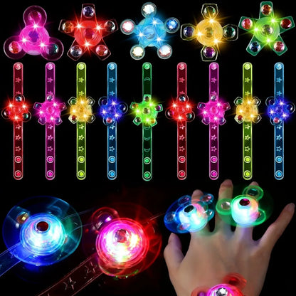 Luminous Fidget Spinner Pulseira para Crianças, Favor De Festa, Enchimento De Saco, Fontes De Festa Luminosa, Presente De Retorno, Presentes De Carnaval, 12 Pcs