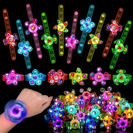 Luminous Fidget Spinner Pulseira para Crianças, Favor De Festa, Enchimento De Saco, Fontes De Festa Luminosa, Presente De Retorno, Presentes De Carnaval, 12 Pcs