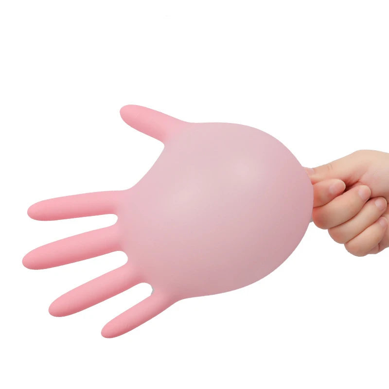 Pink Disposable Nitrile Latex Gloves, Powder Free, Household Cleaning, Salon Work, Kitchen, 20 Pcs, 50 Pcs, 100Pcs 