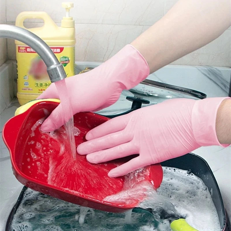 Pink Disposable Nitrile Latex Gloves, Powder Free, Household Cleaning, Salon Work, Kitchen, 20 Pcs, 50 Pcs, 100Pcs 