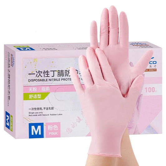 Pink Disposable Nitrile Latex Gloves, Powder Free, Household Cleaning, Salon Work, Kitchen, 20 Pcs, 50 Pcs, 100Pcs 