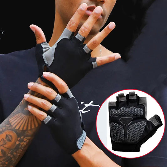 Luvas Half Finger Gym Halteres para Homens e Mulheres, Body Building, Cross Fit, Exercício, Esportes, Ciclismo, Bicicleta, Anti Slip