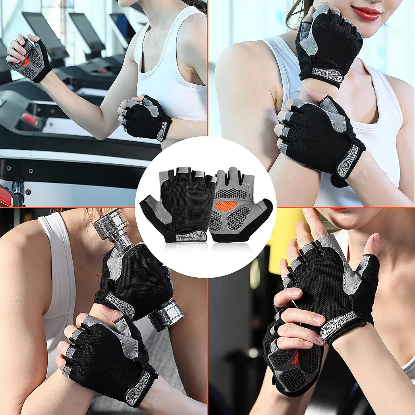 Men Women Gym Gloves Weight Lifting Dumbbell Fitness Sport Training Exercise Gloves Non-slip Breathable Fingerless Cycling Gloves 