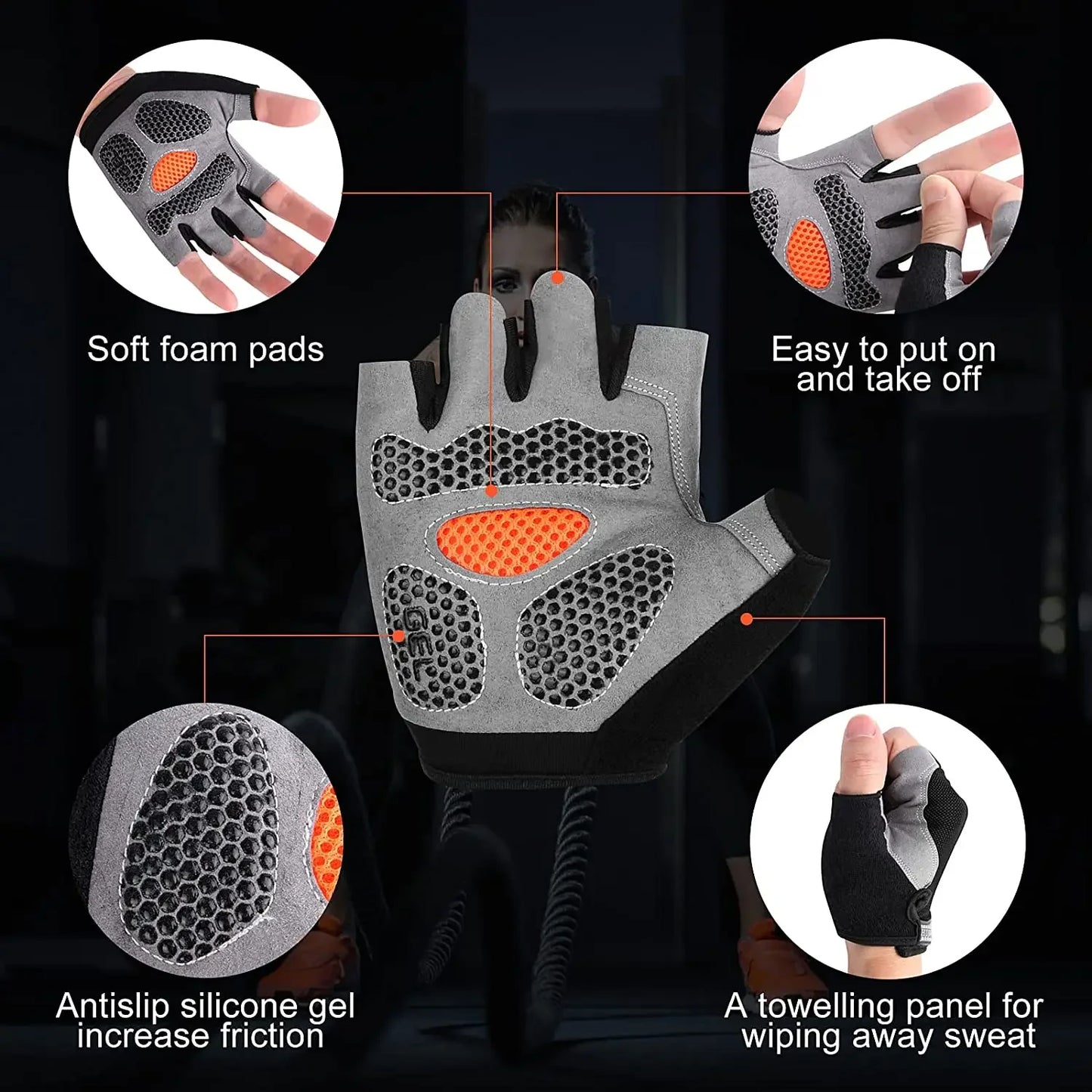 Men Women Gym Gloves Weight Lifting Dumbbell Fitness Sport Training Exercise Gloves Non-slip Breathable Fingerless Cycling Gloves 