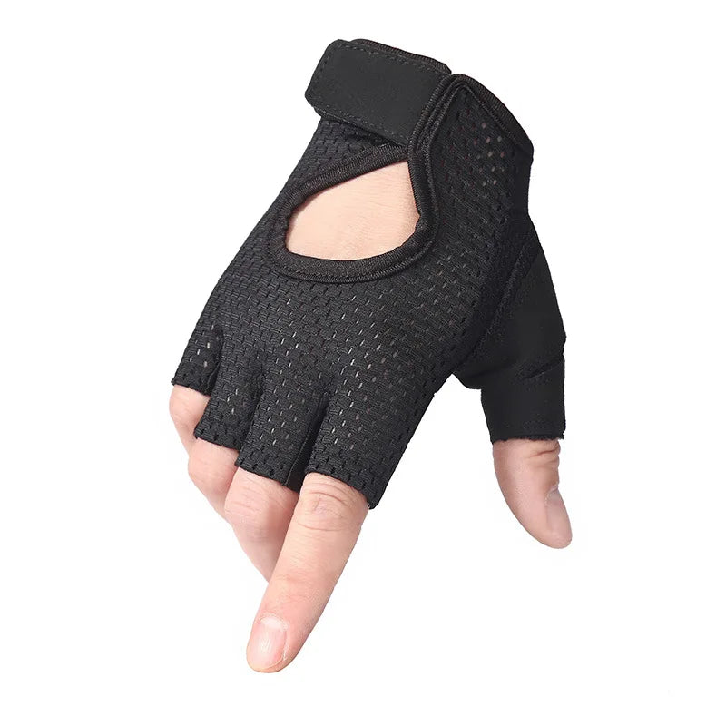 Guantes de levantamiento de pesas para hombres y mujeres, guantes de gimnasio, de medio dedo, transpirables, con almohadilla de gel antideslizante, para mancuernas y barras de entrenamiento. 