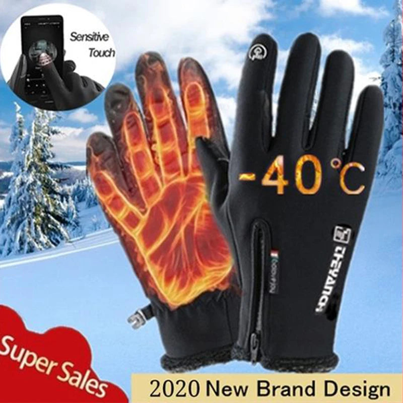 Guantes de moto para exteriores, de invierno, térmicos, forrados de polar, resistentes al agua, para pantalla táctil, impermeables 