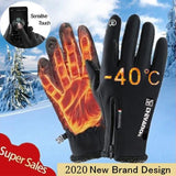 Guantes de moto para exteriores, de invierno, térmicos, forrados de polar, resistentes al agua, para pantalla táctil, impermeables 