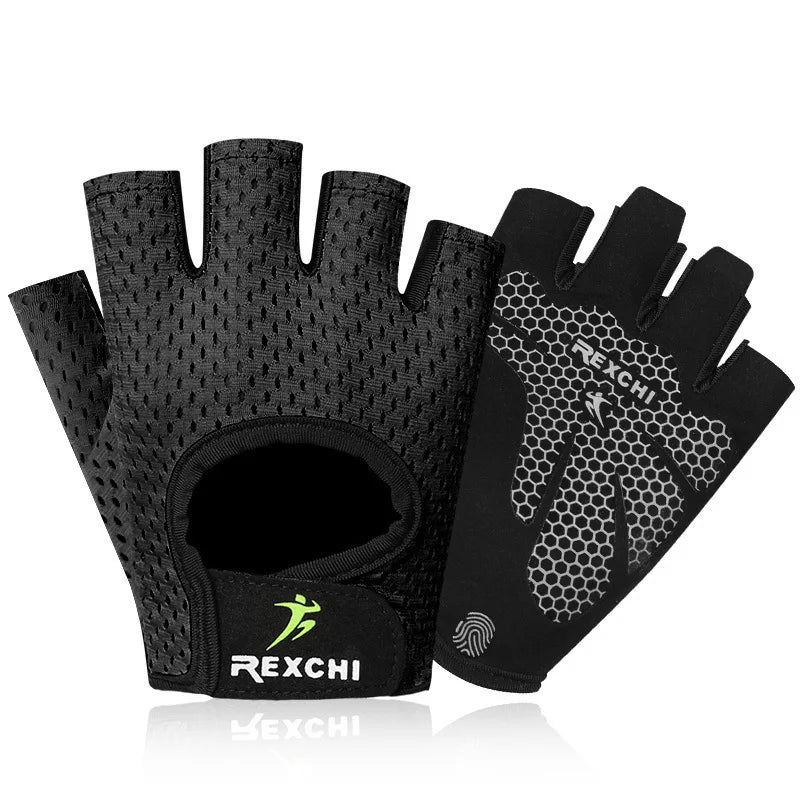 Guantes de entrenamiento antideslizantes de medio dedo para hombres y mujeres, levantamiento de pesas, gimnasio, fitness, culturismo, ciclismo, protector de palma. 